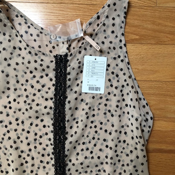 NWT Anthropologie Stitch x Stitch Neutral Polka Dot Sheer Top, Size M - Picture 5 of 9